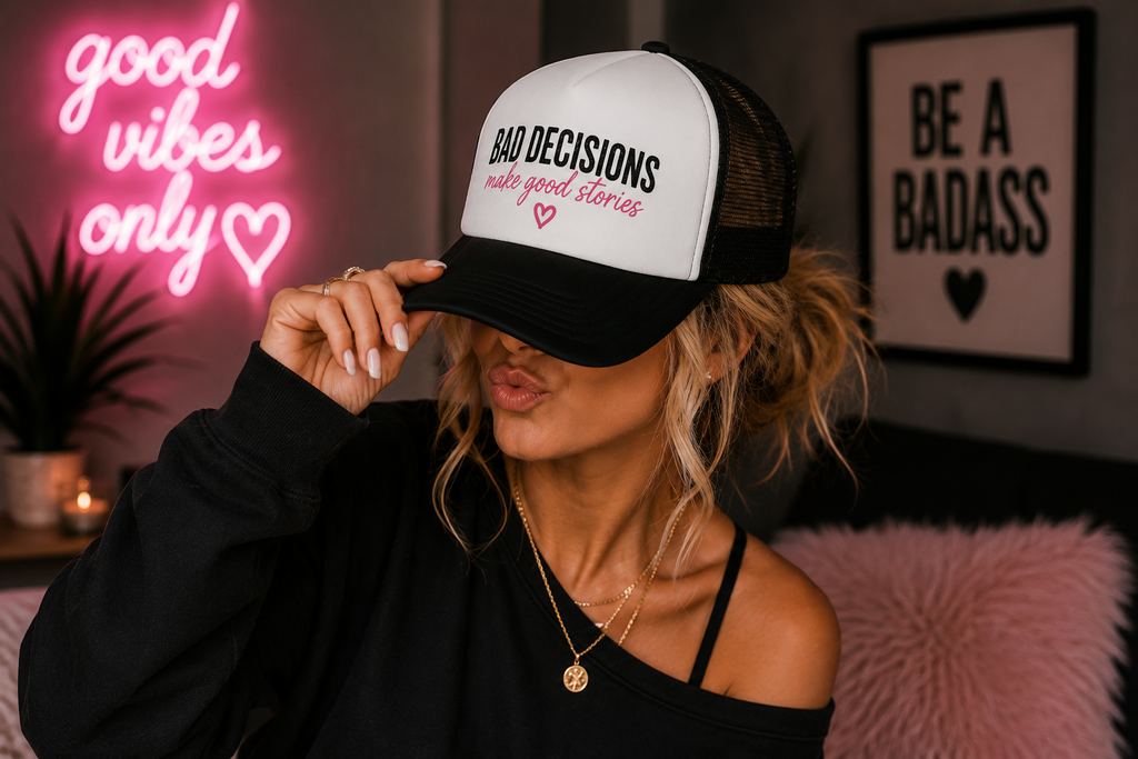Custom Trucker Hat – Bad Decisions Make Good Stories