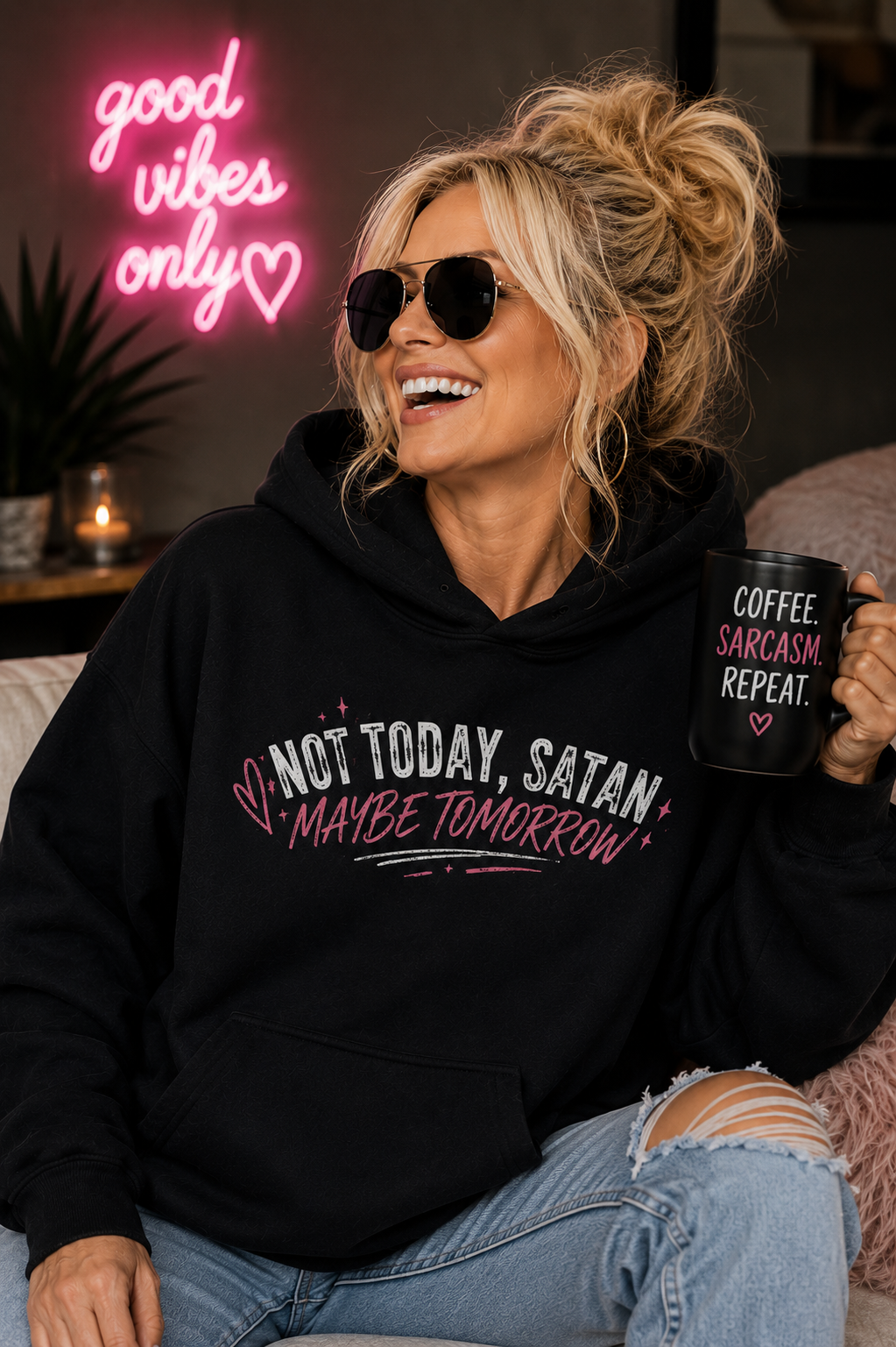 Custom Hoodie – Not Today Satan