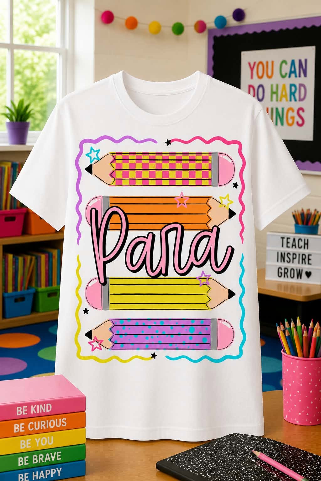 Para Graphic Tee – Colorful Pencils Design
