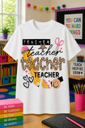 Teacher Teacher Teacher Graphic Tee – Leopard Print Design