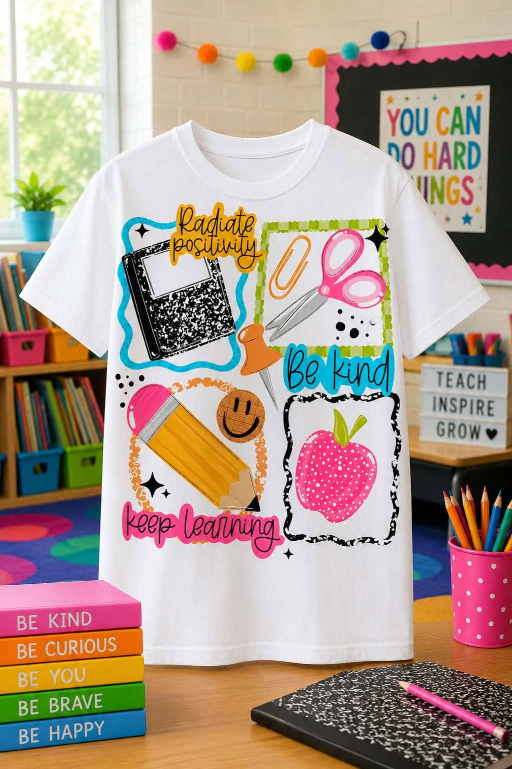 Radiate Positivity Graphic Tee – Teacher Collage